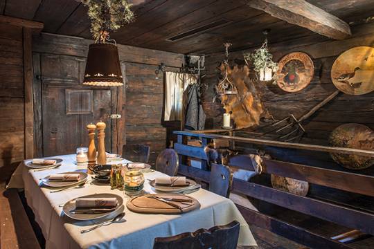 The steak house Schusterhaeusl is a rustic restaurant in the center of Flachau.